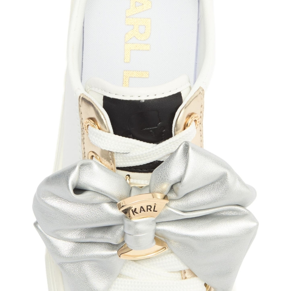 Karl Lagerfeld White and Silver Bow Sneakers - Picture 9 of 13